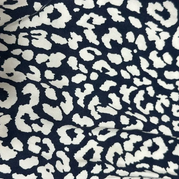 J Crew Factory Cotton Navy White Print Tiered Puff Sleeve Pocket MIDI Dress - Picture 8 of 12